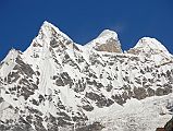 
Gauri Shankar’s lower south peak (7010m) and north main peak (7134m) struck their heads above the intervening ridge after 45 minutes on the trail from Beding to Na.
